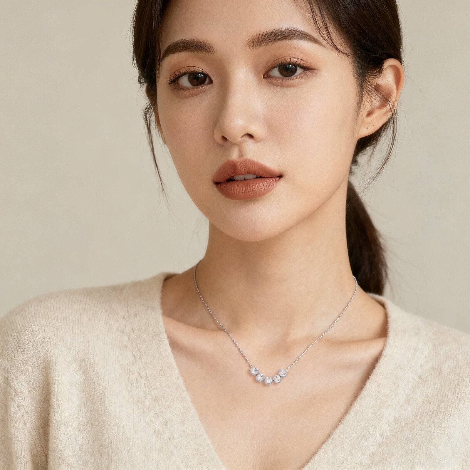 Zircon-Encrusted Heart Pendant Necklace