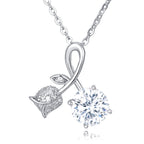 Sparkling Moissanite Leaf Accent Ribbon Necklace