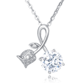Sparkling Moissanite Leaf Accent Ribbon Necklace