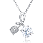 Sparkling Moissanite Leaf Accent Ribbon Necklace