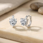 Sterling Silver Heart CZ Huggie Hoop Earrings
