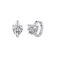 Sterling Silver Heart CZ Huggie Hoop Earrings