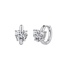 Sterling Silver Heart CZ Huggie Hoop Earrings