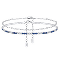 Sterling Silver Layered Blue Cubic Zirconia Anklet Set