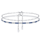 Sterling Silver Layered Blue Cubic Zirconia Anklet Set