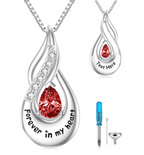 January Birthstone Infinity Cremation Necklace – Personalised Sterling Silver Teardrop Urn Pendant