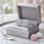 Sterling Silver Heart Moissanite Halo Stud Earrings