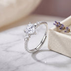 Sterling Silver Adjustable Heart Cubic Zirconia Solitaire Ring