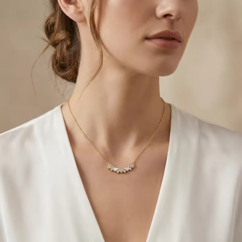 Sterling Silver Gold-Plated Mother of Pearl Heart Necklace