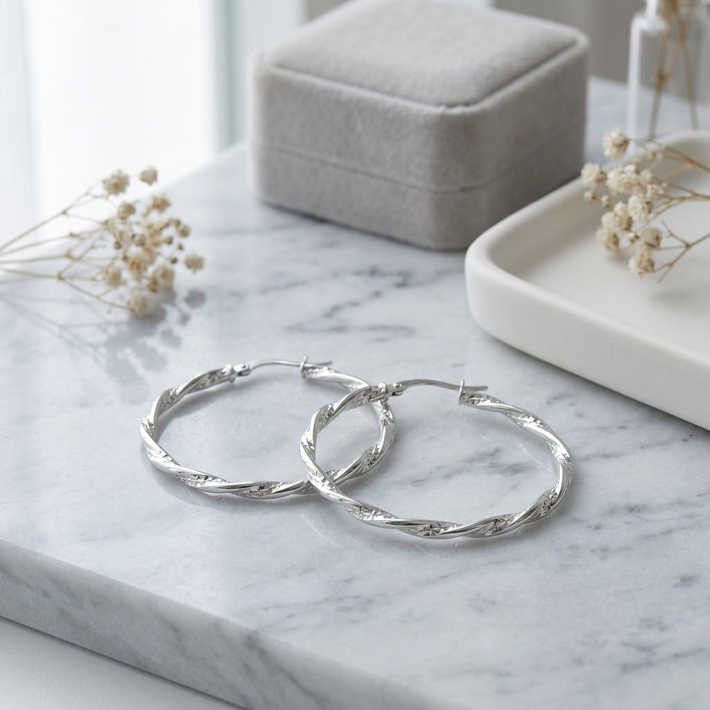Twisted Rope Hoop Earring