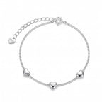 Sterling Silver Three Puffy Heart Bracelet