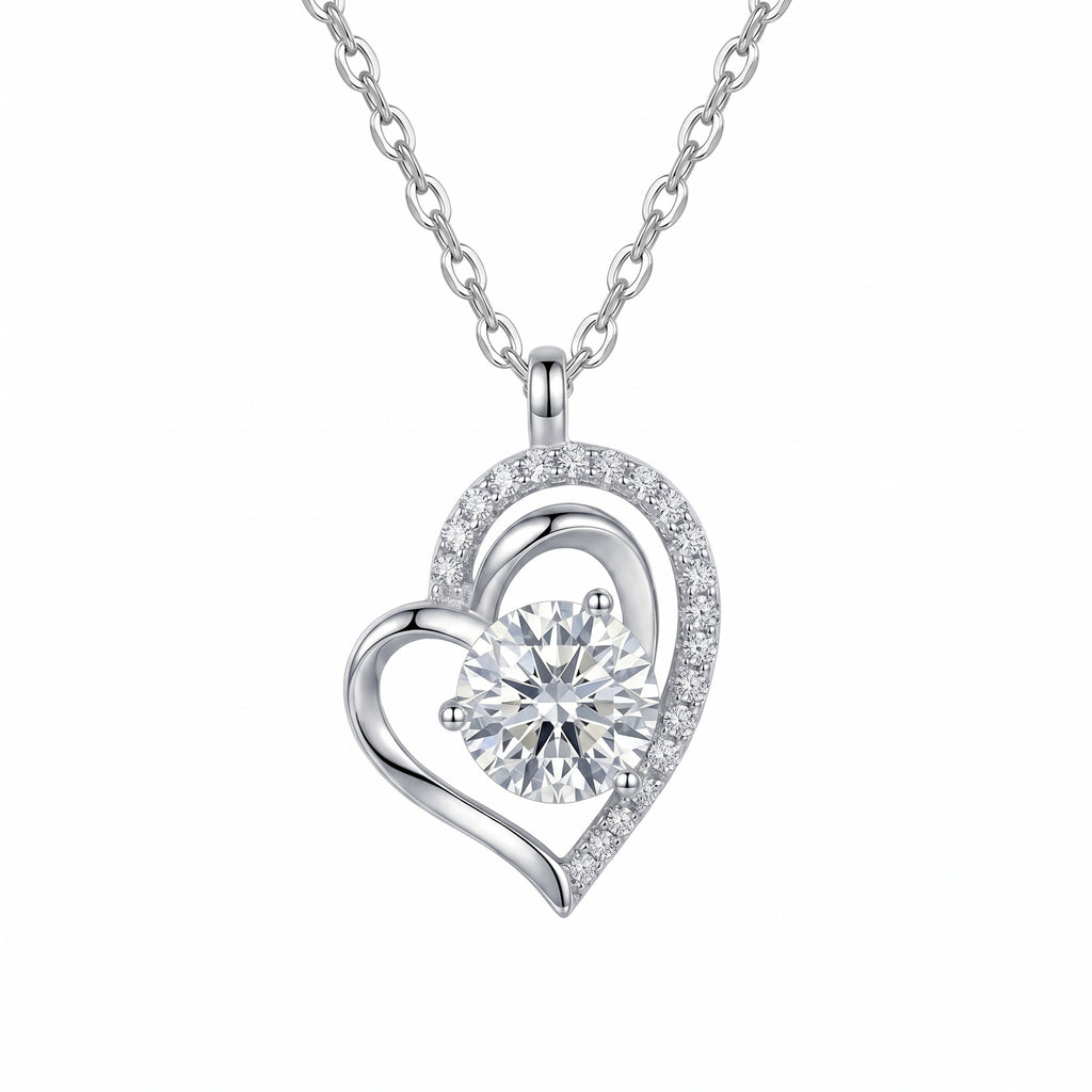 Sterling Silver Swirling Heart Moissanite Necklace