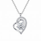Sterling Silver Swirling Heart Moissanite Necklace