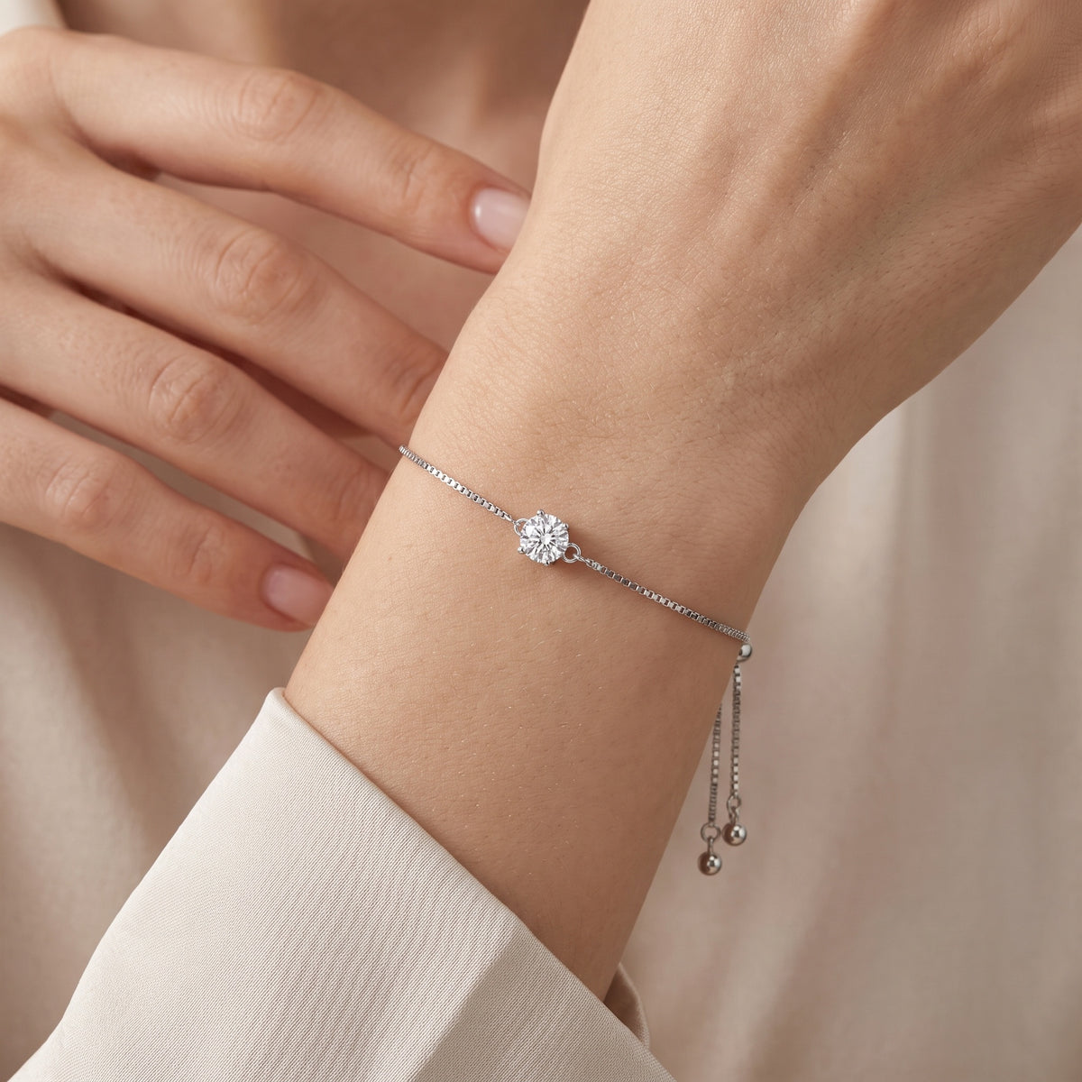 Sterling Silver Moissanite Solitaire Bracelet