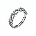 Sterling Silver Adjustable Gothic Cross Floral Ring