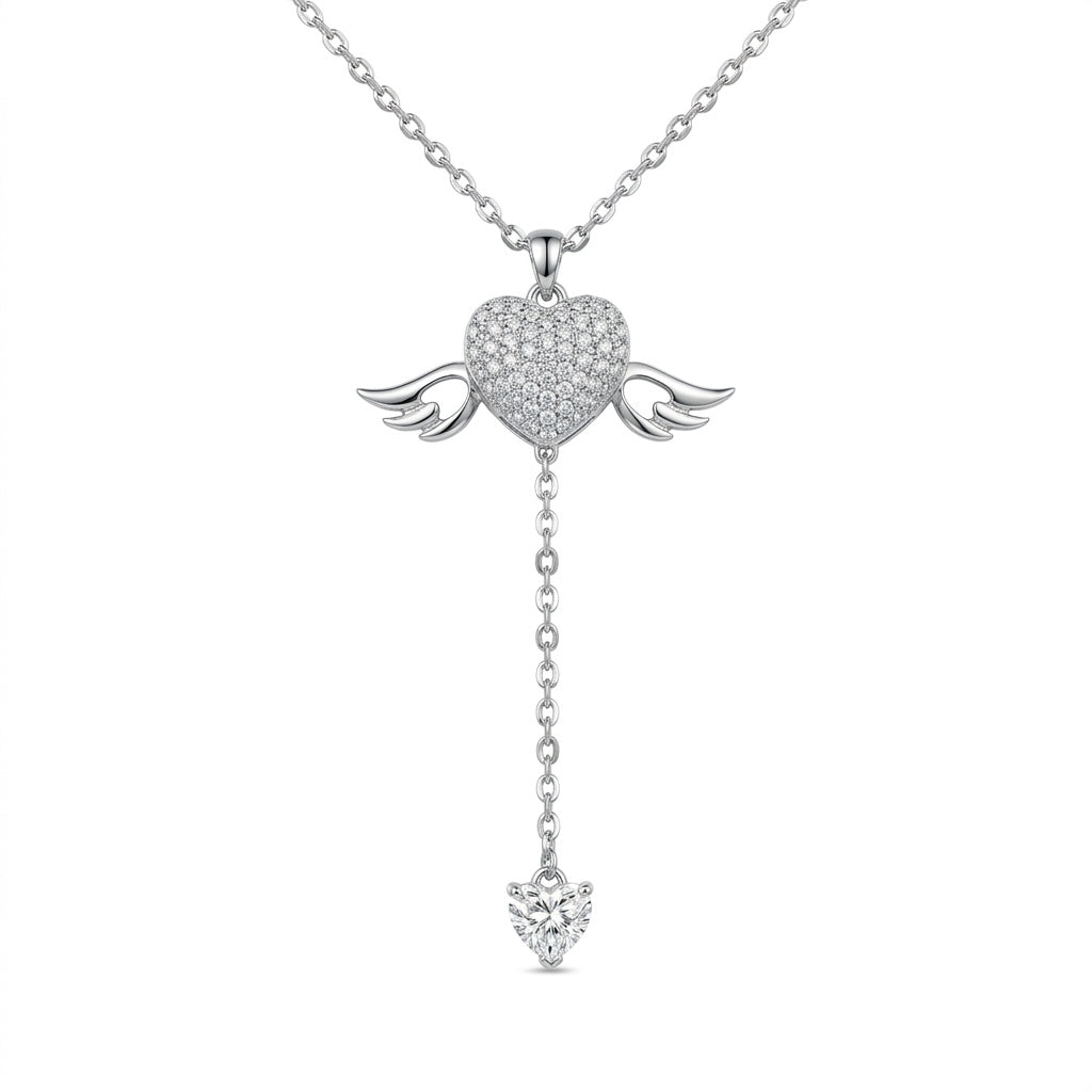 Sterling Silver Angel Wings Lariat Necklace