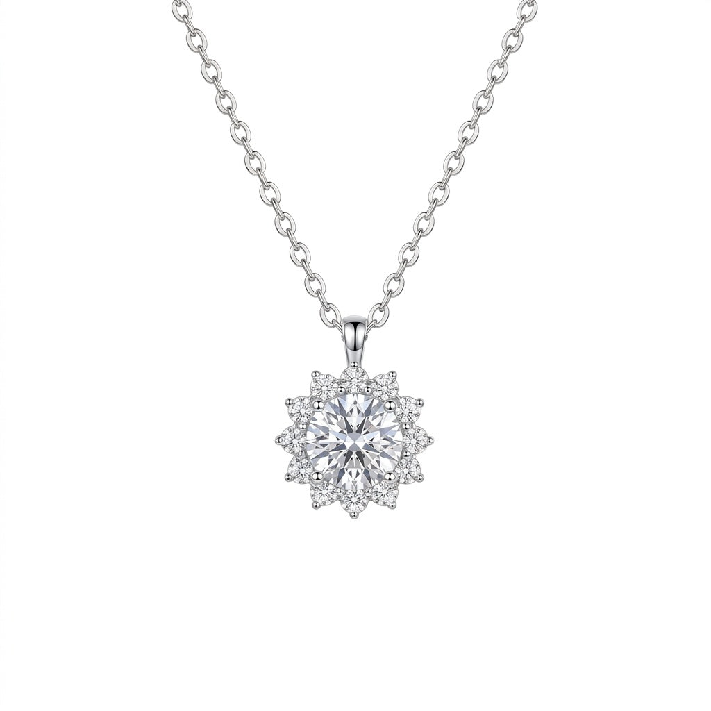 Sterling Silver Moissanite Snowflake Pendant Necklace