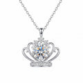 Sterling Silver Moissanite Crown Pendant Necklace