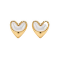 Sterling Silver Gold-Plated Mother of Pearl Heart Stud Earrings