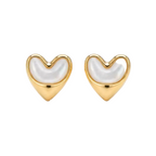 Sterling Silver Gold-Plated Mother of Pearl Heart Stud Earrings