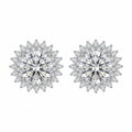 Sterling Silver Snowflake Moissanite Halo Stud Earrings
