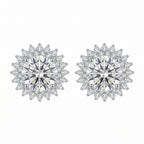 Sterling Silver Snowflake Moissanite Halo Stud Earrings
