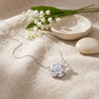 Sterling Silver Moissanite Flower Pendant Necklace