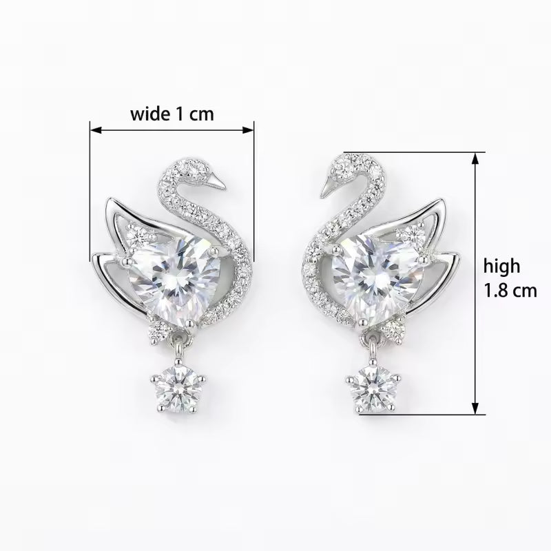 Sterling Silver Gold-Plated Swan Drop Earrings