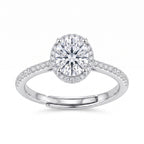 Sterling Silver Adjustable Oval Halo Ring