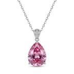 Pink Pear-Cut Pendant Necklace with Sparkling Bail – Silver-Tone Jewellery