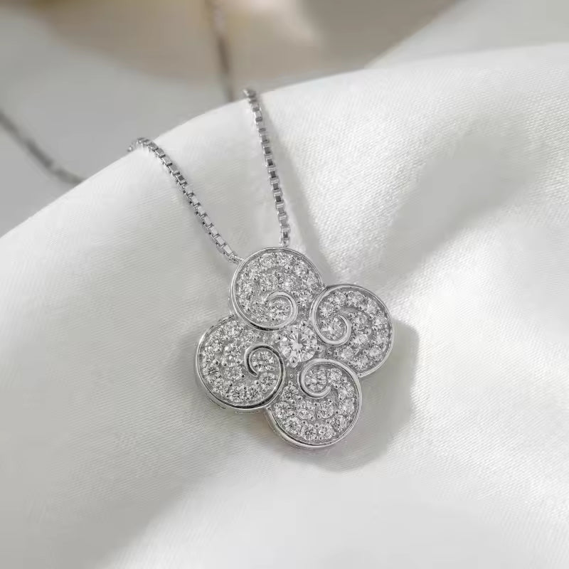 Elegant CZ Clover Pendant Necklace