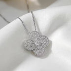 Elegant CZ Clover Pendant Necklace