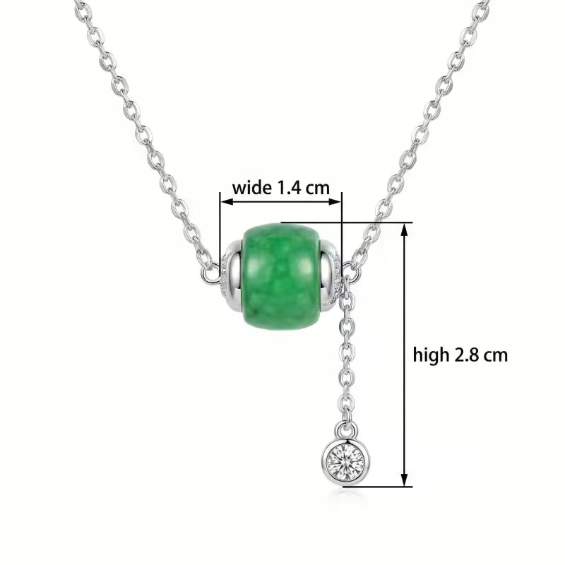 Green Jade Barrel Pendant Necklace