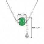 Green Jade Barrel Pendant Necklace
