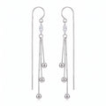 Sterling Silver Marquise Cubic Zirconia Tassel Threader Earrings