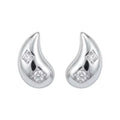 Elegant Silver Teardrop Stud Earrings with CZ Accents