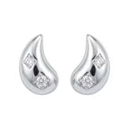 Elegant Silver Teardrop Stud Earrings with CZ Accents