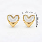 Sterling Silver Gold-Plated Mother of Pearl Heart Stud Earrings