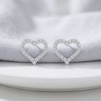 Sterling Silver Moissanite Heart Stud Earrings