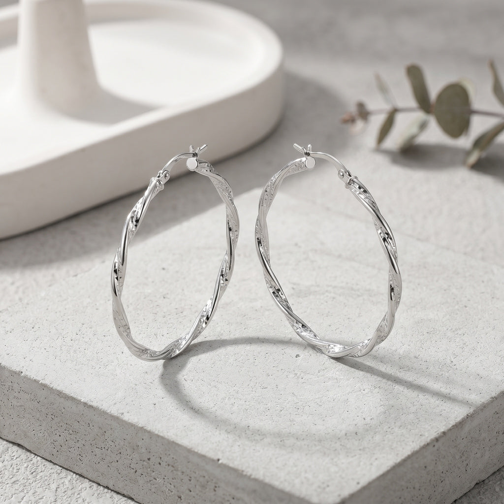 Twisted Rope Hoop Earring