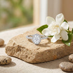 Sterling Silver Adjustable Oval Halo Ring