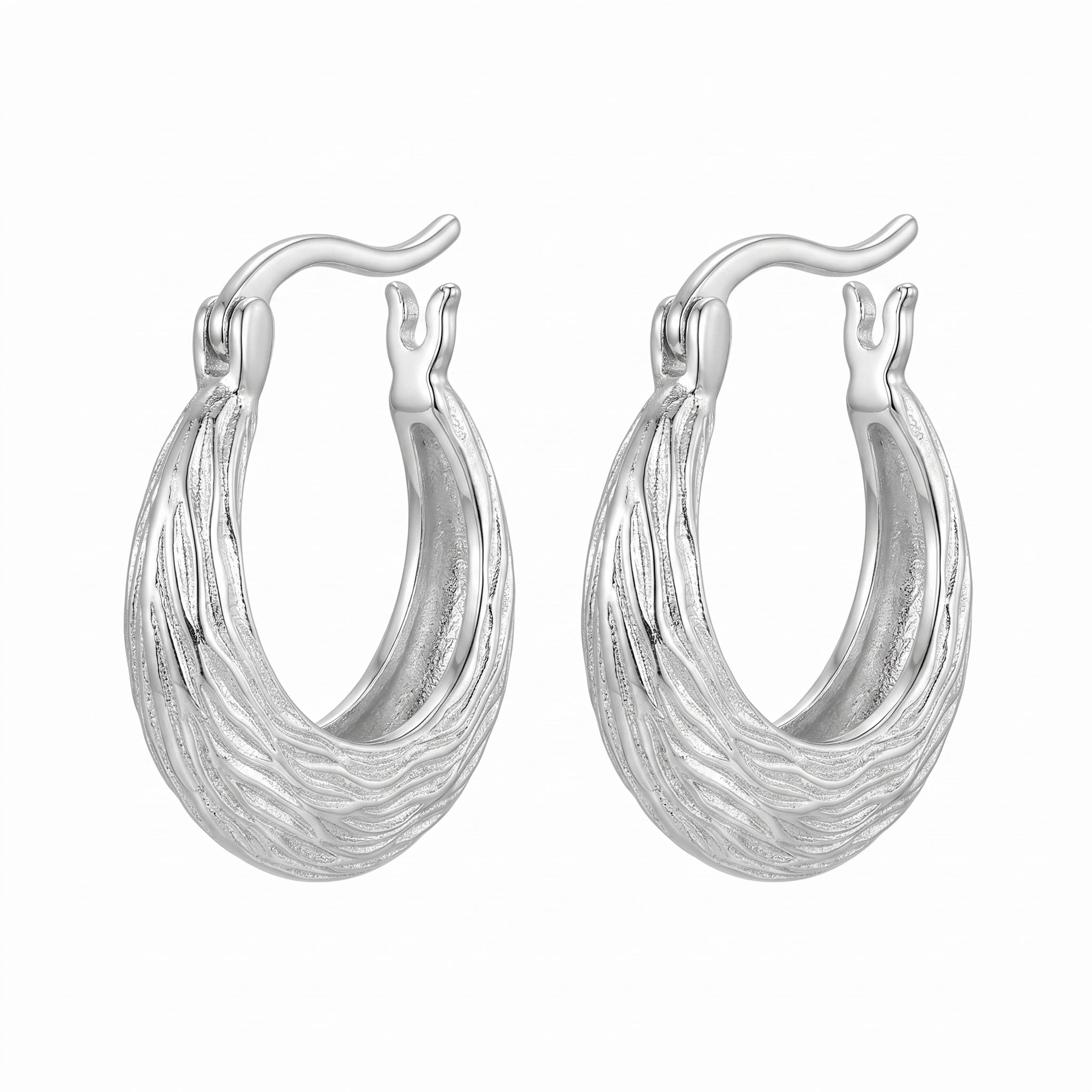 Textured  Wave Hoop Earring