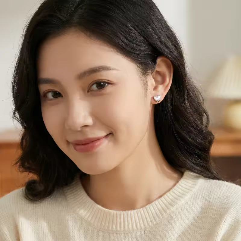 Elegant Pearl Heart Stud Earrings