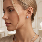 Sterling Silver Snowflake Moissanite Halo Stud Earrings