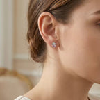 Sterling Silver Pink Cubic Zirconia Wing Stud Earrings