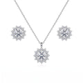 Sterling Silver Moissanite Halo Necklace and Earring Set