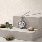Sterling Silver Geometric Star Halo Necklace