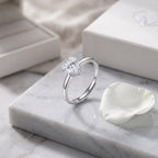 Sterling Silver Adjustable Heart Moissanite Solitaire Ring