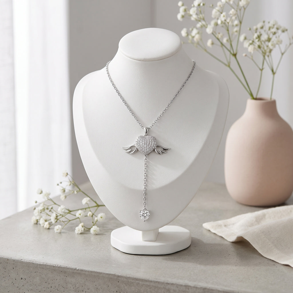 Sterling Silver Angel Wings Lariat Necklace