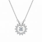 Sterling Silver Butterfly Moissanite Halo Pendant Necklace